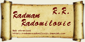 Radman Radomilović vizit kartica